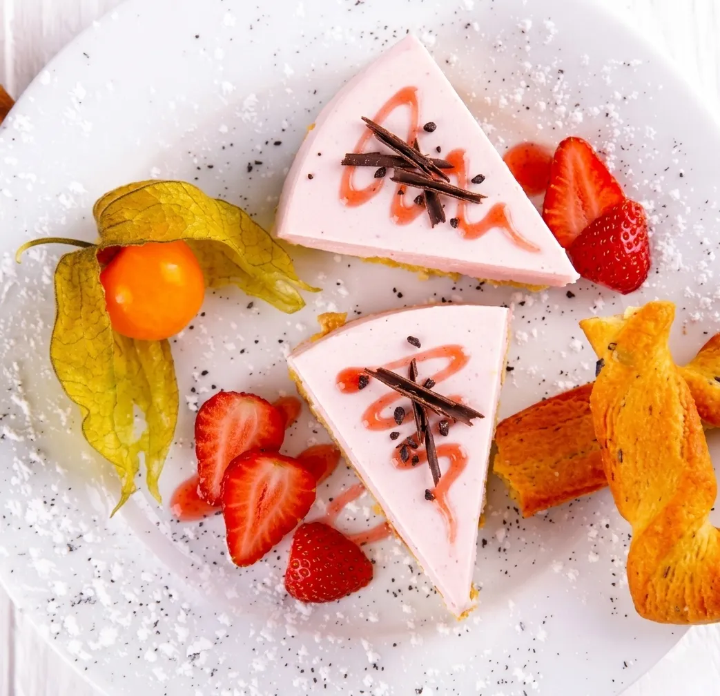 Avatara Pizza Strawberry Champagne Cheesecake - handmade gluten-free dessert Calgary